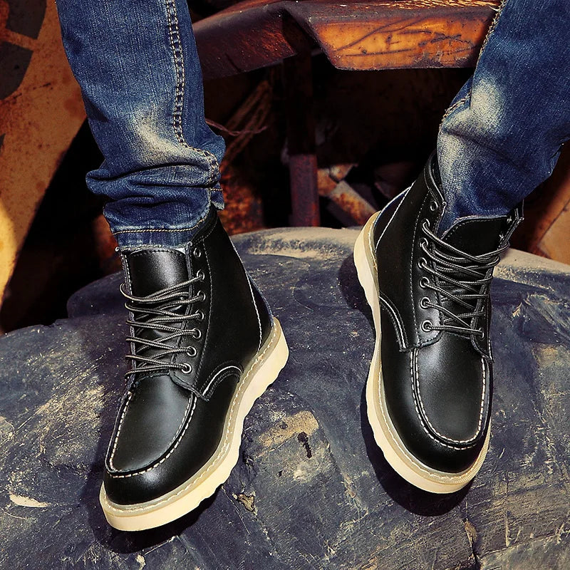 Botas ortopédicas para hombre con puntera mocasín – plantilla con soporte para el arco, suela antideslizante