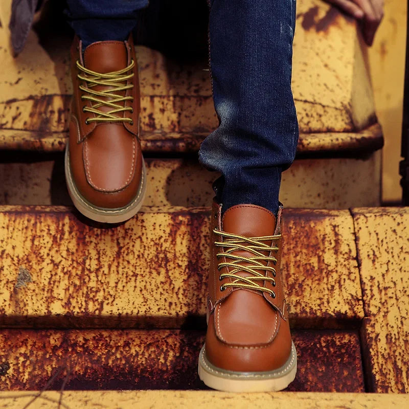 Botas ortopédicas para hombre con puntera mocasín – plantilla con soporte para el arco, suela antideslizante