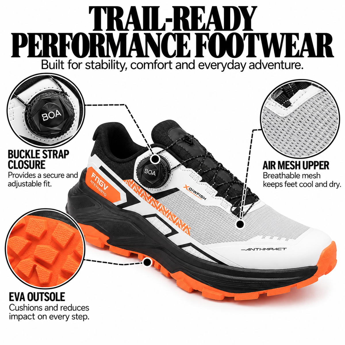 Men's Breathable Mesh Running Shoes – Adjustable Buckle Strap & EVA Sole