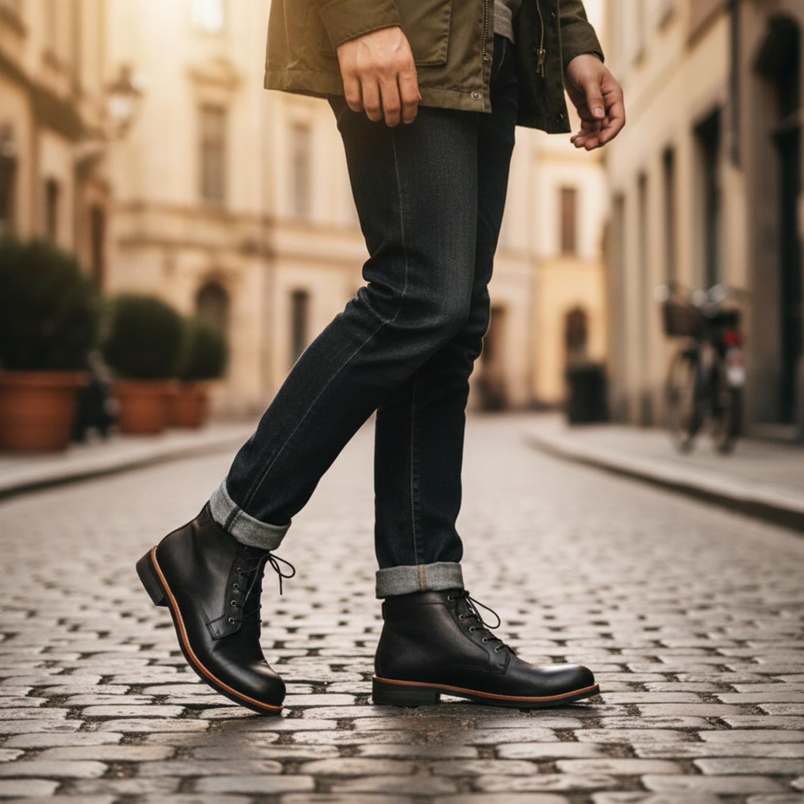 Men's Customizable Retro Leather Ankle Boots for Suits