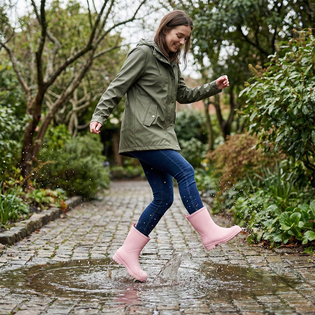 Women's Fashion Waterproof Anti-Slip Ankle Rain Boots