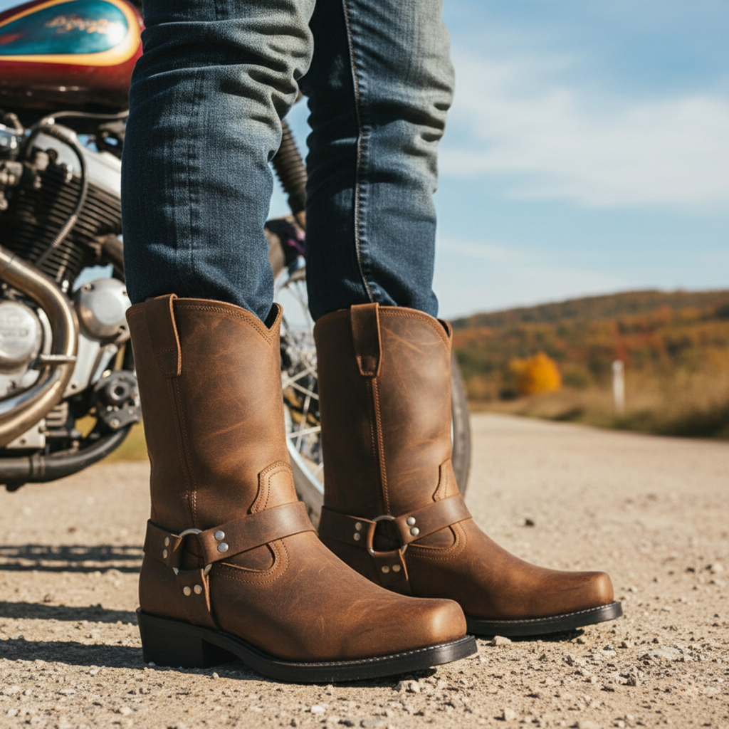 Men's Retro Western Mid Calf Cowboy Chelsea Boots