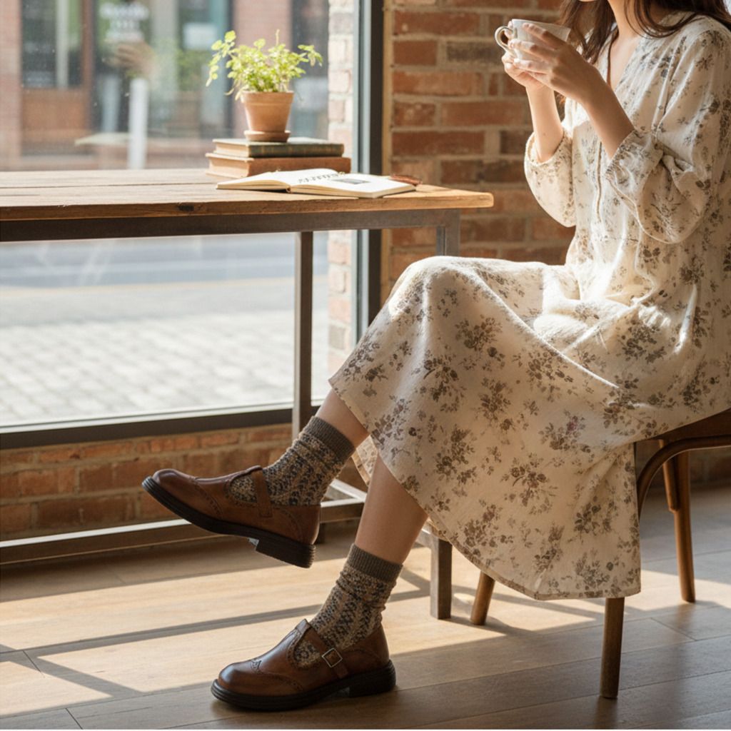 Women's Retro Brogue Leather Mary Jane Oxfords