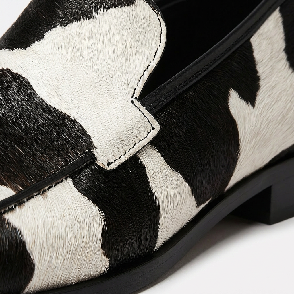 Women’s Pointed Toe Loafers Flannel Animal Print Slip-On Moccasins with Rubber Sole