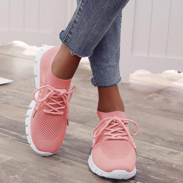 Chaussures de marche en mesh pour femmes, respirantes, sans lacets, légères, baskets