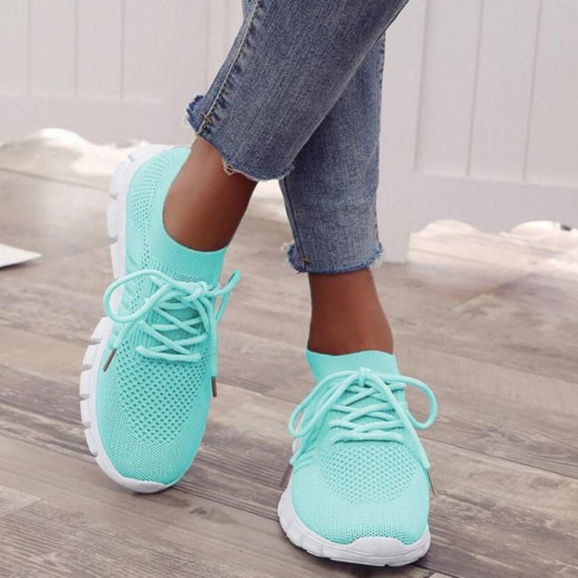 Zapatillas de malla para mujer, transpirables, sin cordones, ligeras para caminar