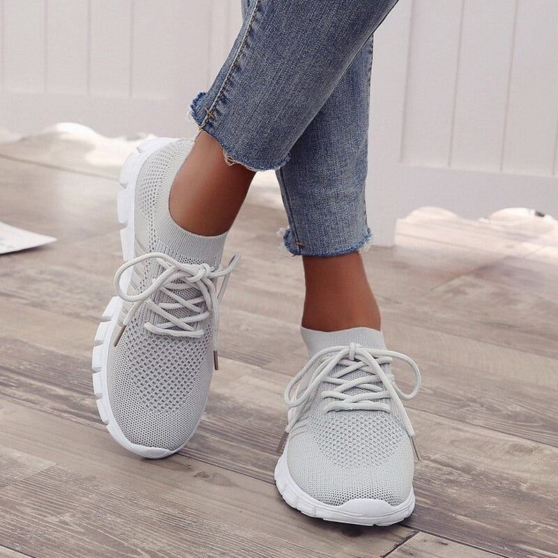 Zapatillas de malla para mujer, transpirables, sin cordones, ligeras para caminar