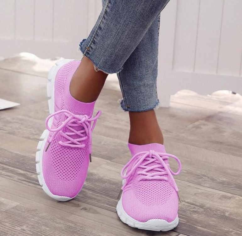 Zapatillas de malla para mujer, transpirables, sin cordones, ligeras para caminar
