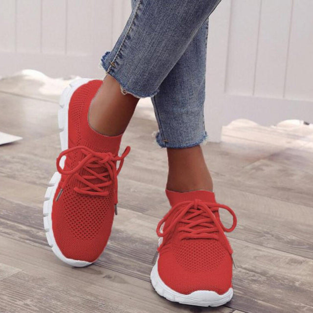 Zapatillas de malla para mujer, transpirables, sin cordones, ligeras para caminar
