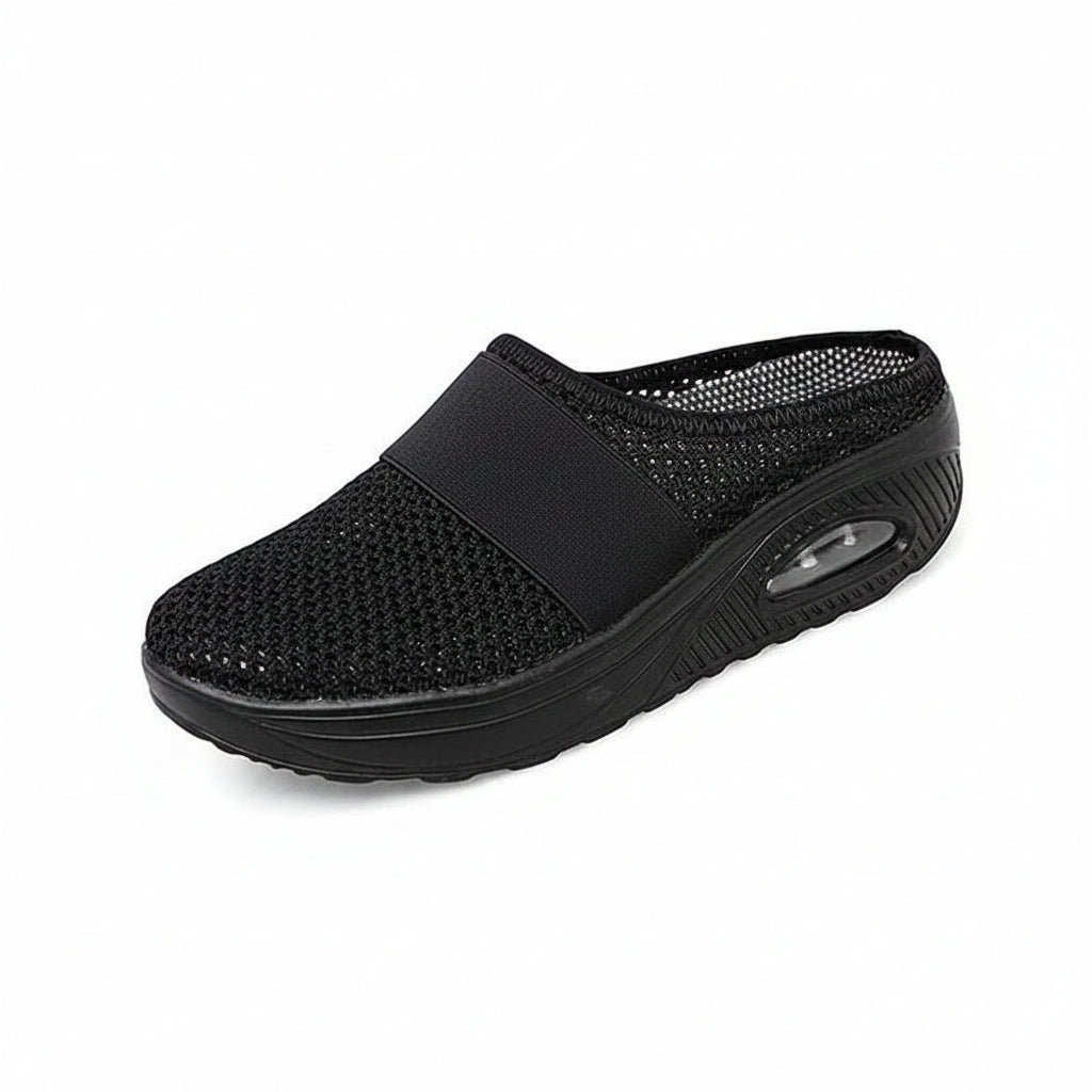 Chaussures de marche à enfiler en mesh pour femmes, légères, larges, à plateforme, style mules