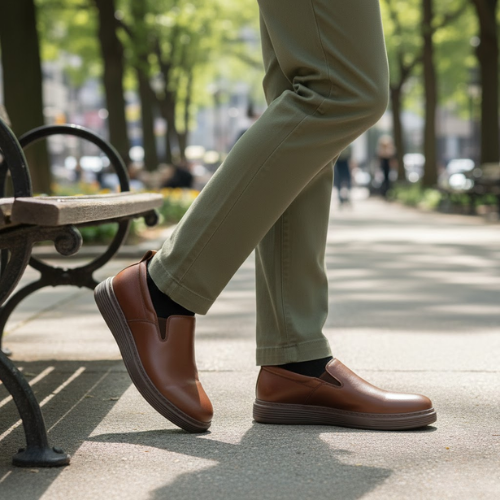 Men's Leather Loafers Cushioned Arch Support Casual Footwear