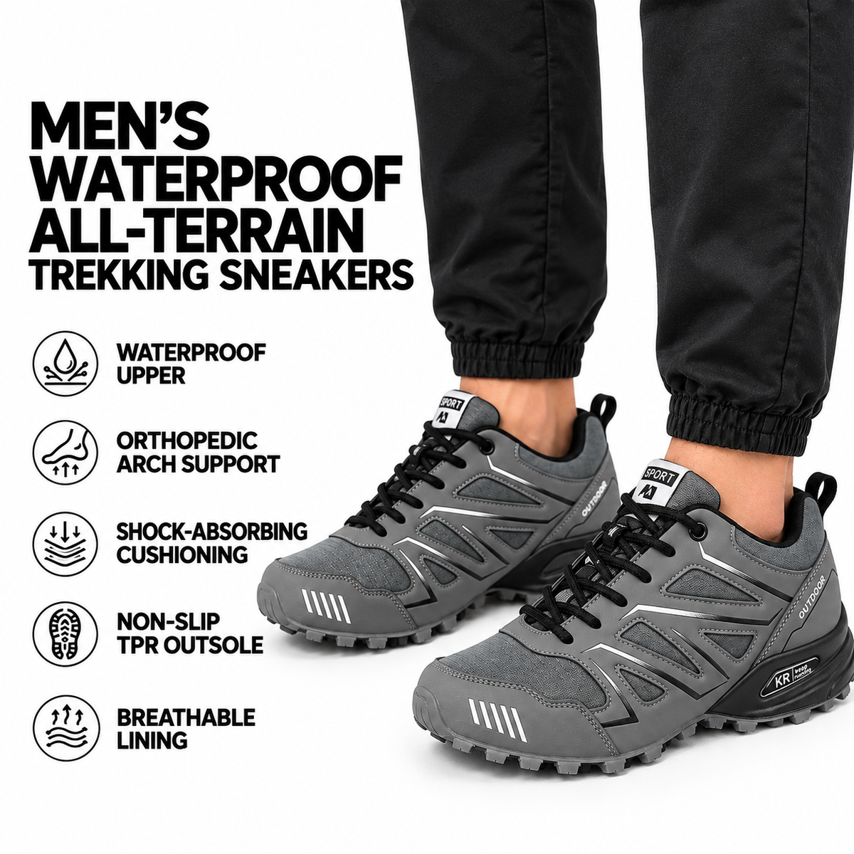 Chaussures de randonnée orthopédiques pour hommes, imperméables, antidérapantes, toutes surfaces, bottes de trekking outdoor