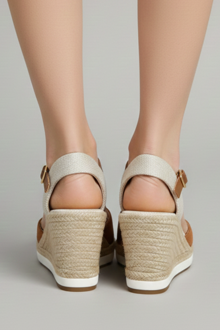 Dámské espadrilky s uzavřenou špičkou, klínovým podpatkem a páskem kolem kotníku s ergonomickou stélkou