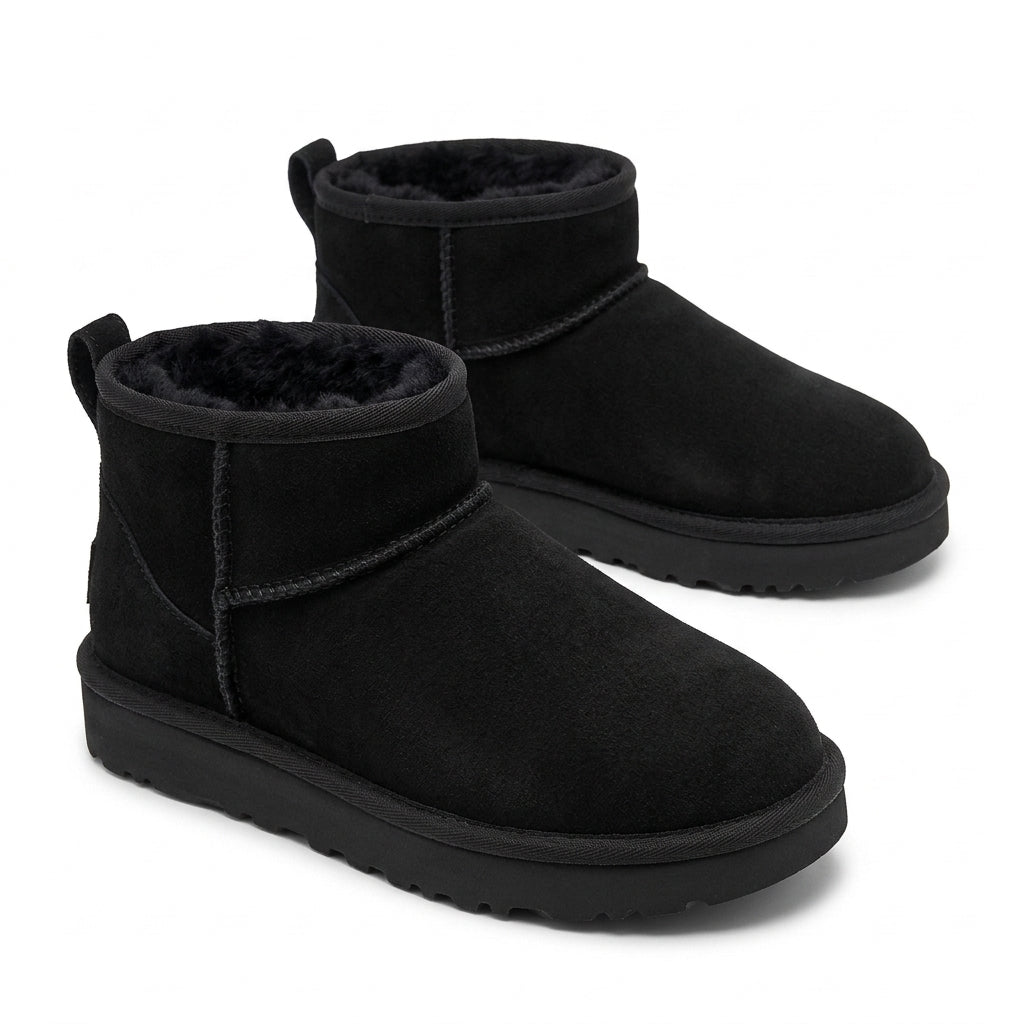 Women's Comfort Slip-On Mini Boots – Warm Plush Lining, Stable Flat Sole