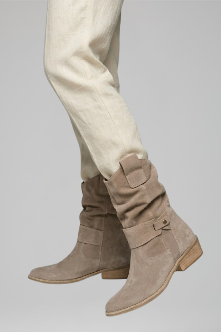 Bottes orthopédiques pour femmes arrivant au milieu du mollet – fermeture zippée latérale, talon bloc bas