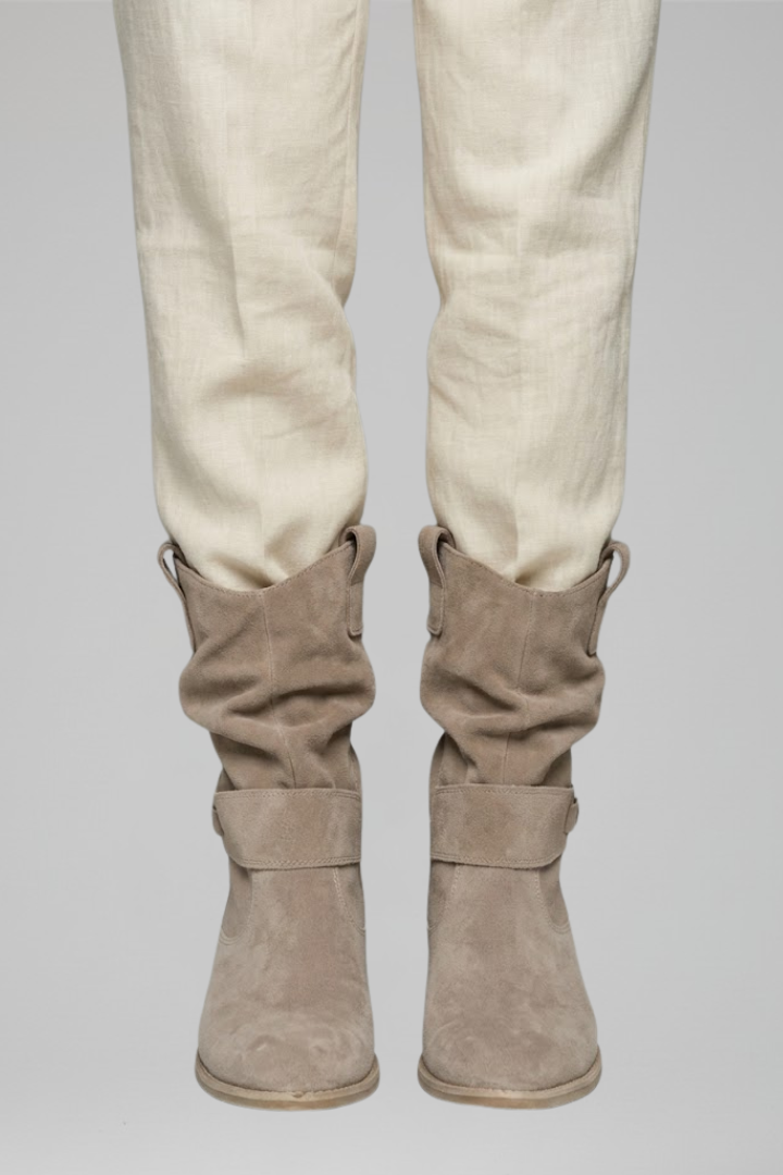 Bottes orthopédiques pour femmes arrivant au milieu du mollet – fermeture zippée latérale, talon bloc bas