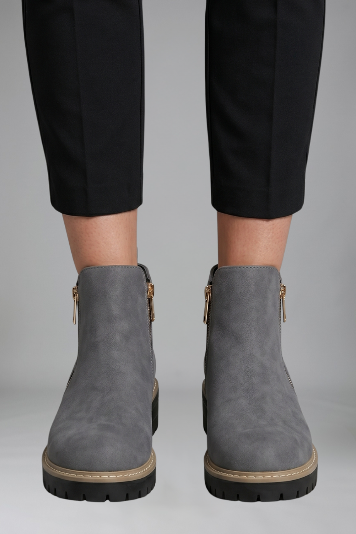 Bottines orthopédiques pour femmes – fermeture éclair latérale, semelle extérieure crantée rembourrée