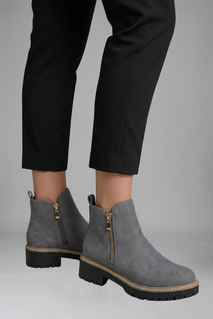 Bottines orthopédiques pour femmes – fermeture éclair latérale, semelle extérieure crantée rembourrée
