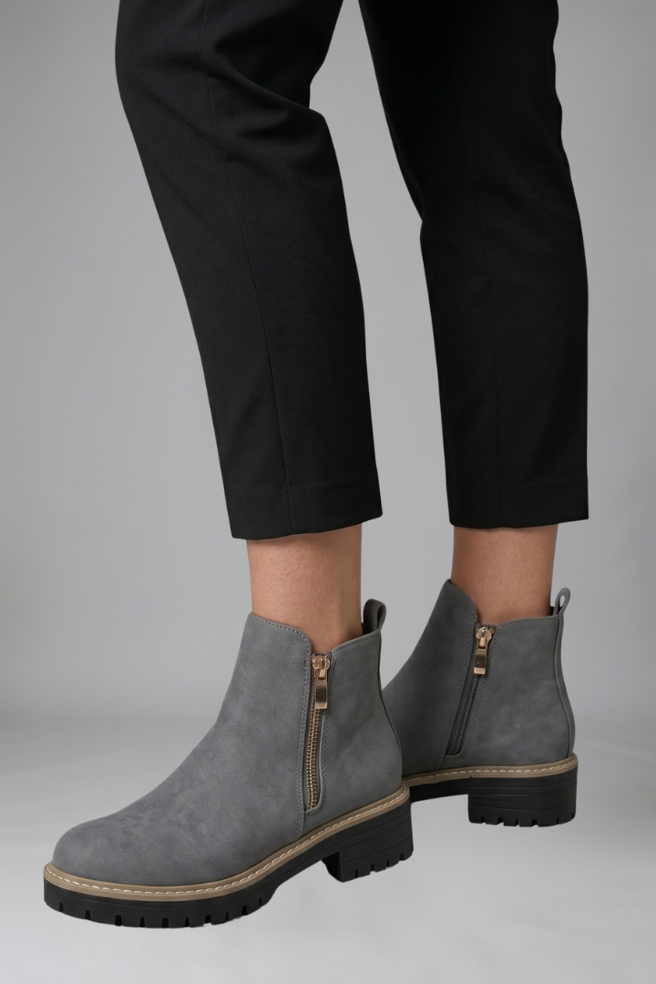 Bottines orthopédiques pour femmes – fermeture éclair latérale, semelle extérieure crantée rembourrée