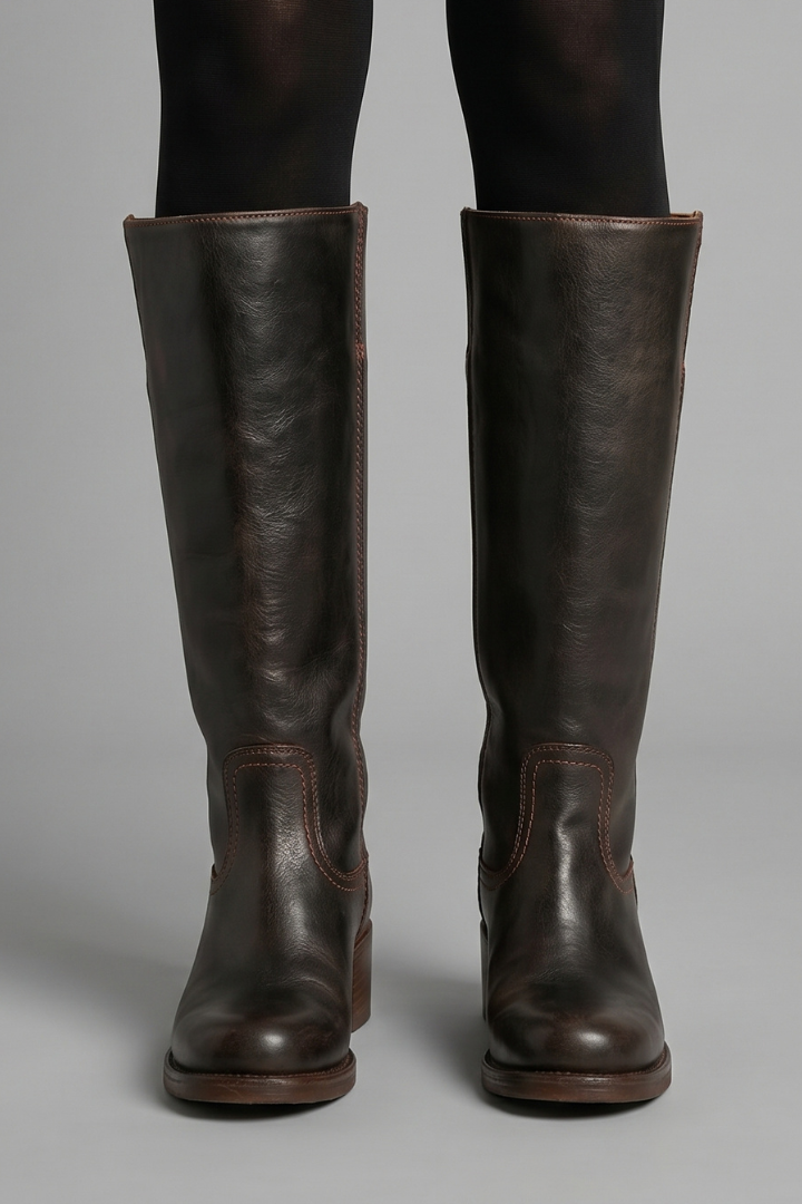 Botas ortopédicas de mujer hasta media pantorrilla: estilo sin cordones y estabilidad con tacón ancho