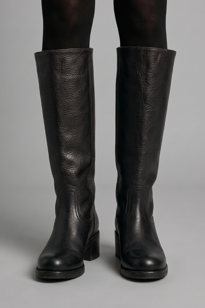 Botas ortopédicas de mujer hasta media pantorrilla: estilo sin cordones y estabilidad con tacón ancho