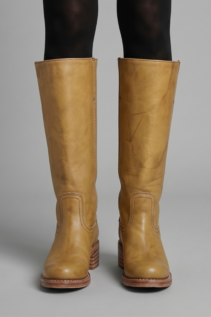 Botas ortopédicas de mujer hasta media pantorrilla: estilo sin cordones y estabilidad con tacón ancho