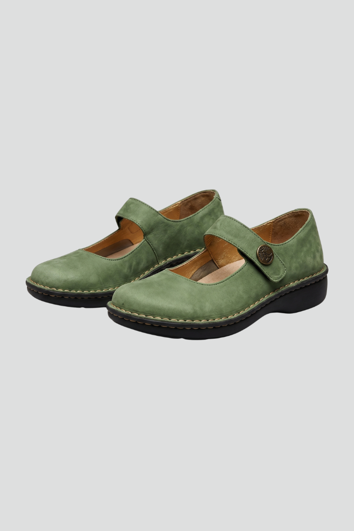 Chaussures orthopédiques plates pour femmes de type babies – fermeture à bride, bout rond