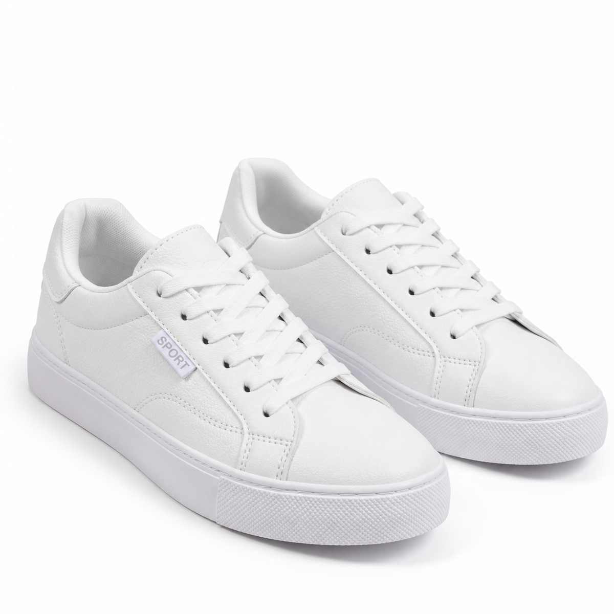 Sneakers eleganti da donna in pelle bianca, basse, con lacci, casual per studenti