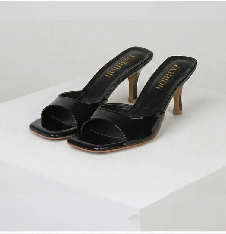 Women's Comfort Open-Toe Slip-On Heels – Breathable Design, Sleek Finish