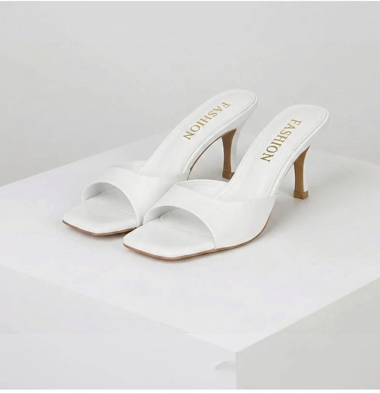 Women's Comfort Open-Toe Slip-On Heels – Breathable Design, Sleek Finish