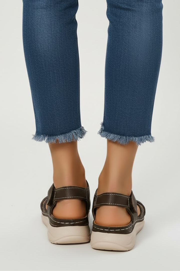 Sandales rétro pour femmes à bride avec fermeture à boucle, bout ouvert, chaussures décontractées pour la marche
