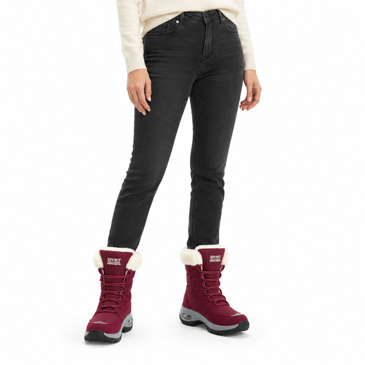 Botas impermeables para mujer de invierno hasta media pantorrilla Calzado aislante para senderismo al aire libre
