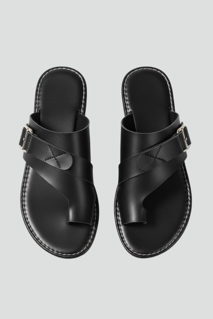 Sandales d'été pour femmes à brides croisées, chaussures plates de marche avec boucle réglable