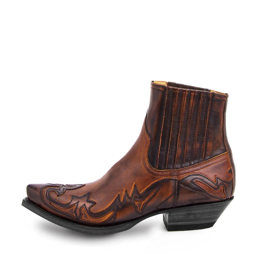 Women's Non-Slip Western Cowboy Boots – Genuine Leather, Embroidered Design