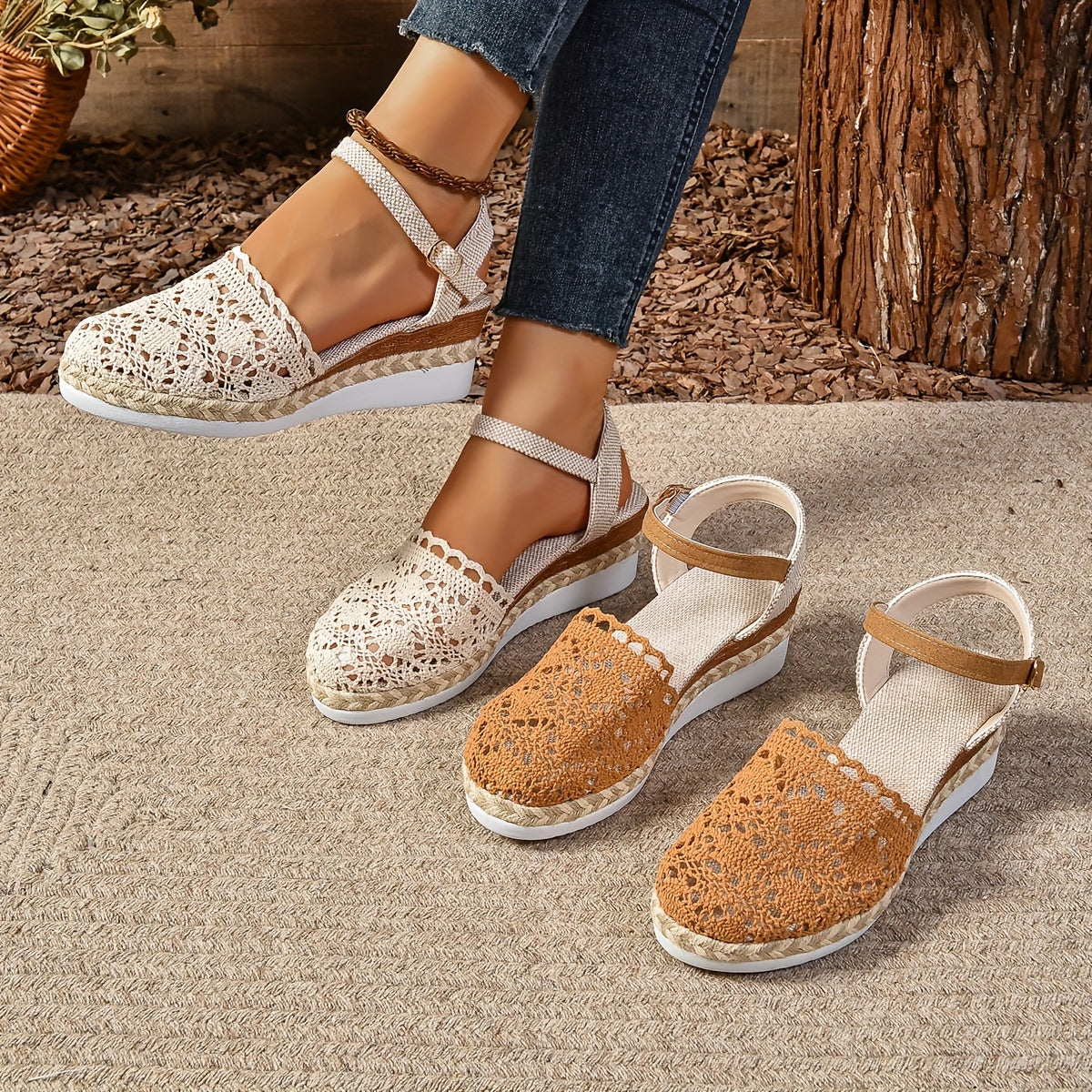 Women's Orthopedic Sandals Crochet Ankle Strap Platform Shoes