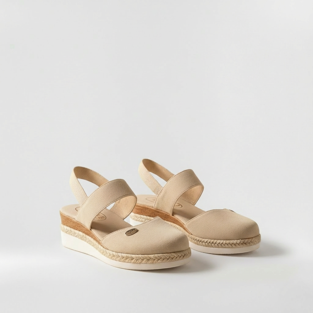 Sandales compensées espadrilles pour femmes, décontractées, en lin, avec bride arrière élastique