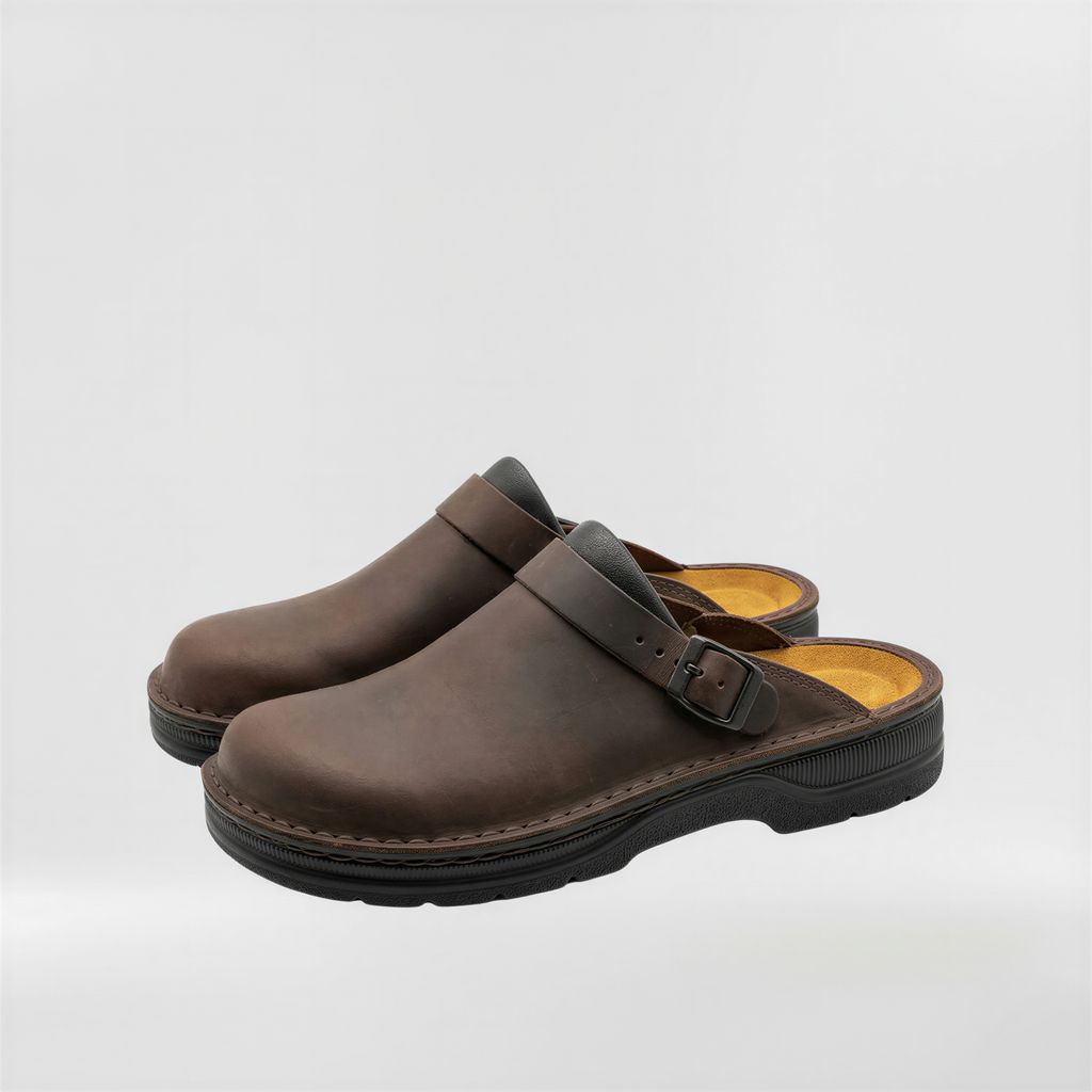 Sabots orthopédiques pour hommes, mules en cuir à enfiler, chaussures décontractées pour la marche en extérieur