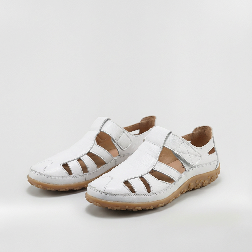 Sandales à bout fermé pour femmes, à brides, en cuir respirant, chaussures de marche avec semelle confortable