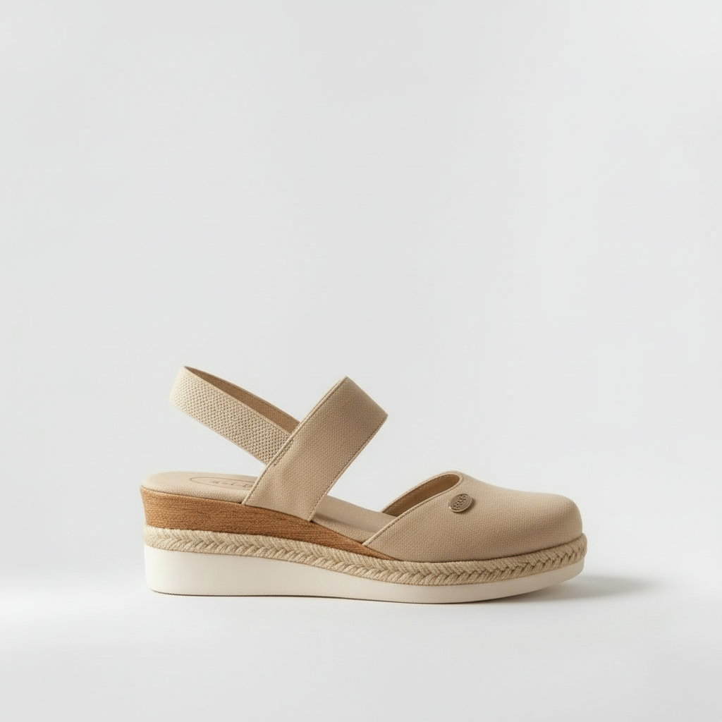 Sandales compensées espadrilles pour femmes, décontractées, en lin, avec bride arrière élastique