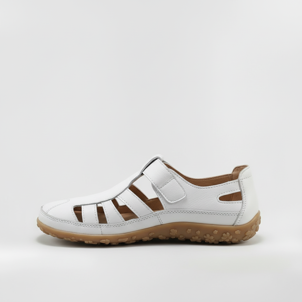 Sandales à bout fermé pour femmes, à brides, en cuir respirant, chaussures de marche avec semelle confortable