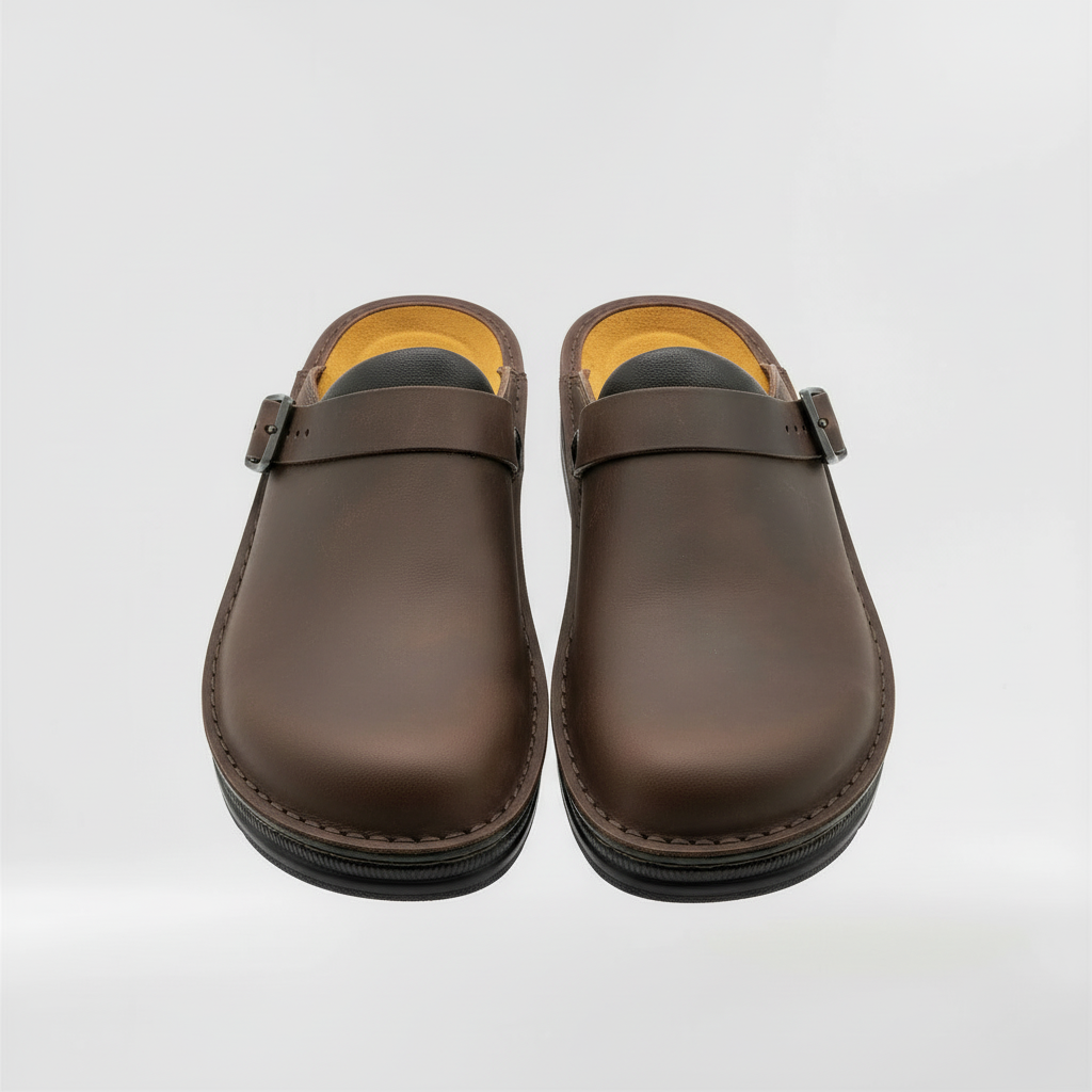 Sabots orthopédiques pour hommes, mules en cuir à enfiler, chaussures décontractées pour la marche en extérieur