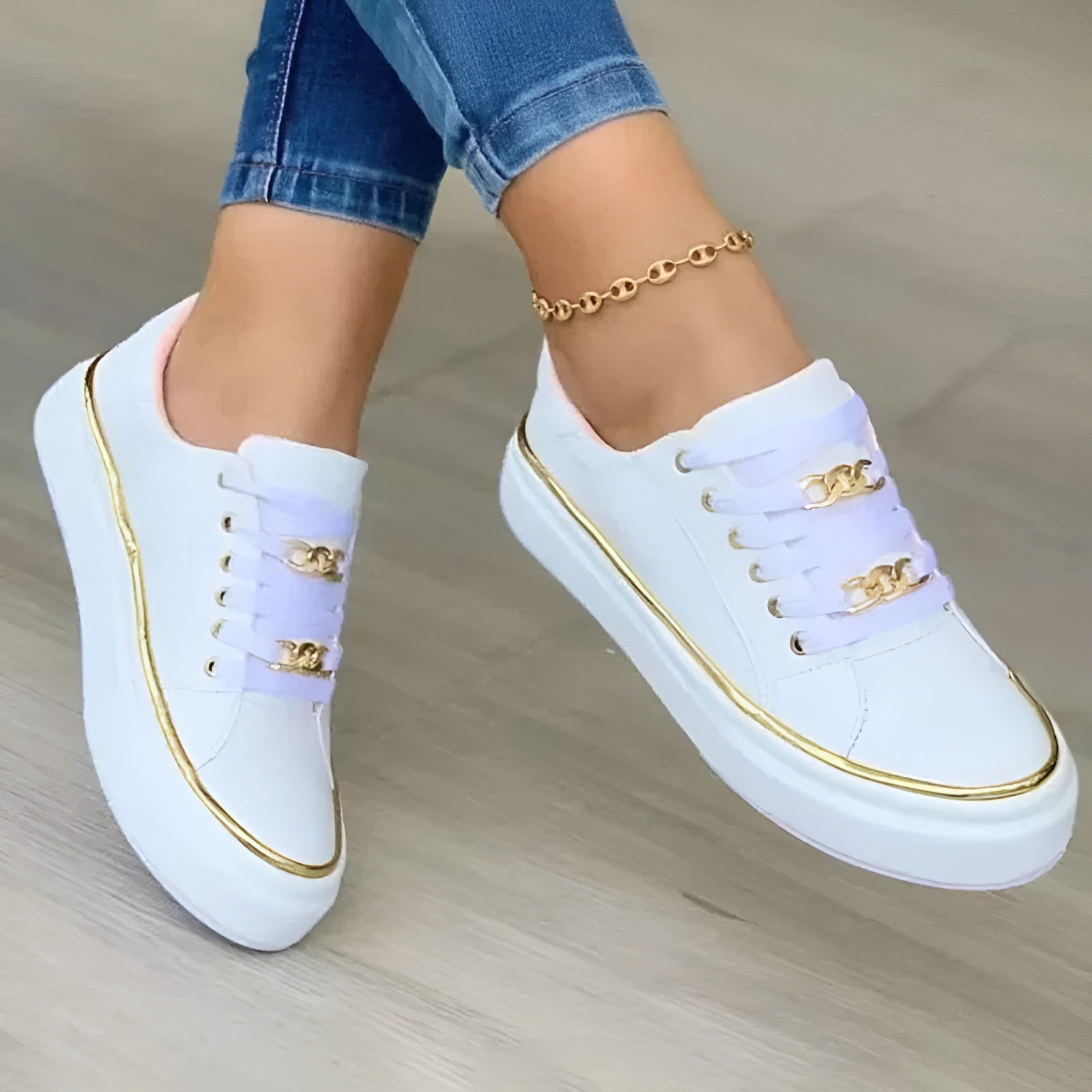 Baskets compensées pour femmes à lacets, chaussures de marche athlétiques et tendance