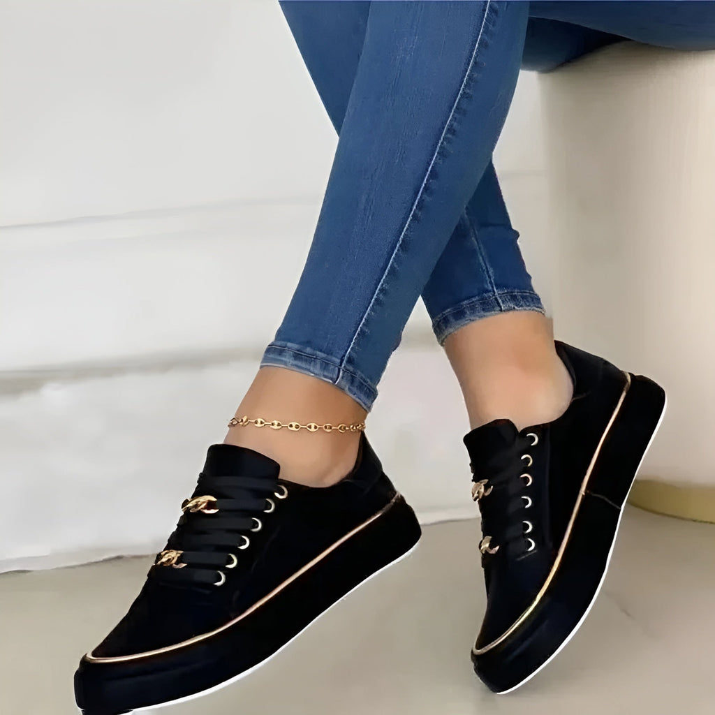 Baskets compensées pour femmes à lacets, chaussures de marche athlétiques et tendance