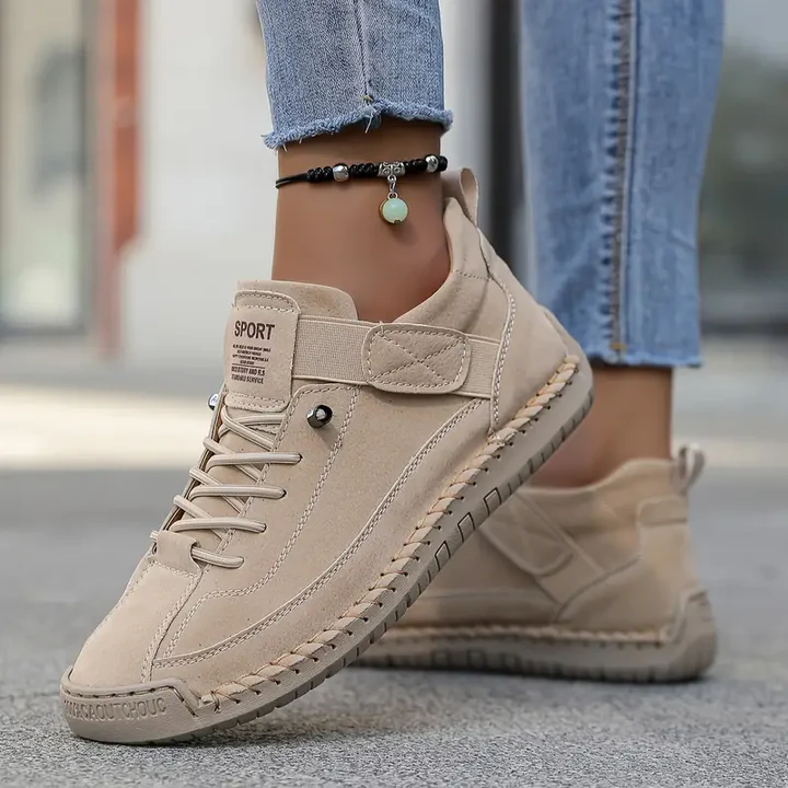 Zapatillas deportivas ortopédicas de plataforma para mujer – cierre con cordones, ribete de suela cosido a mano