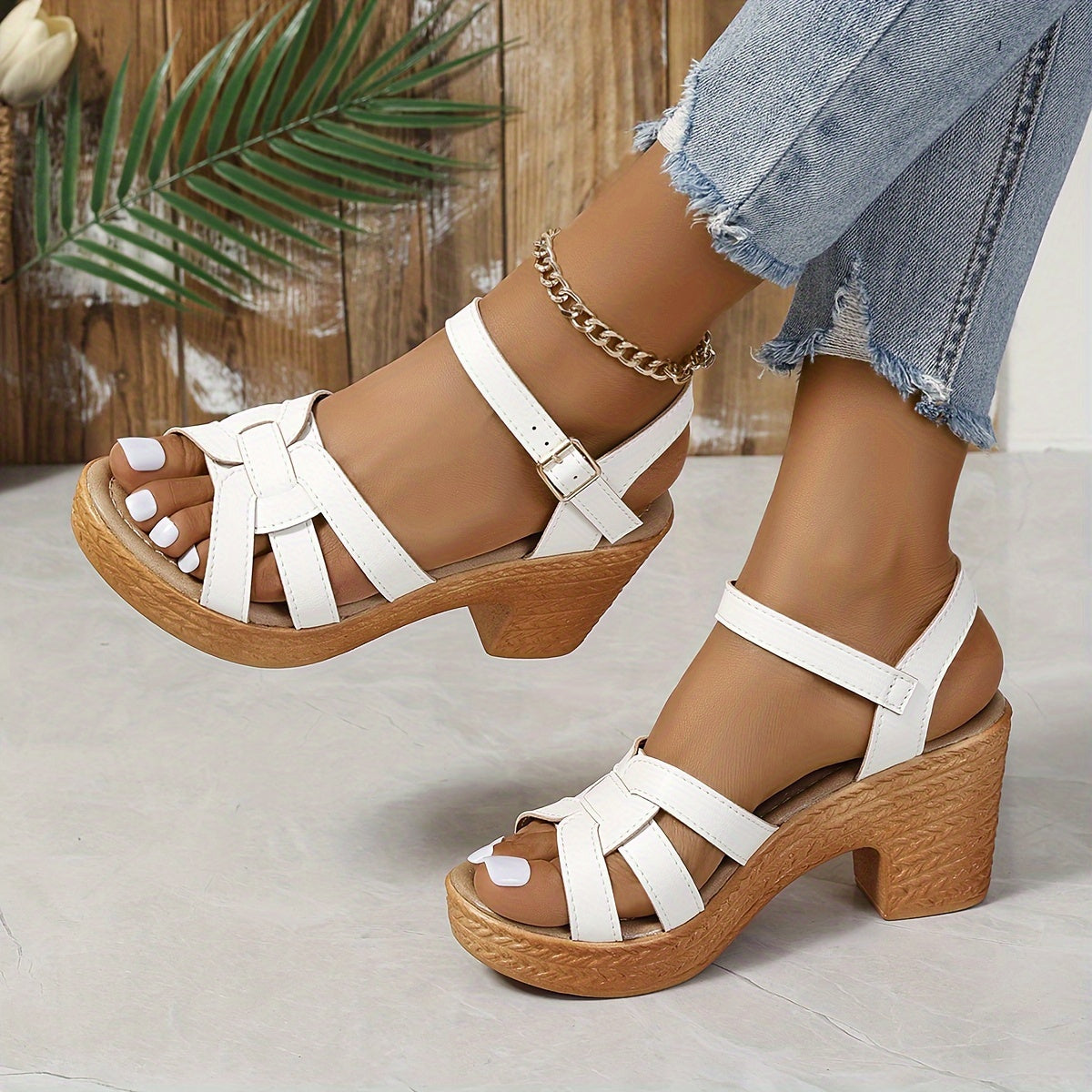 Women's Wedge Sandals Open Toe Strappy Hook and Loop Cushioned Walking Shoes