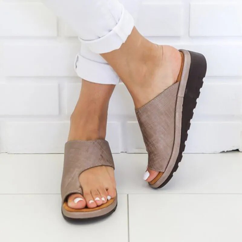 Women's Comfortable Leather Sandals Optimal Support Orthopedic Wedge Slippers