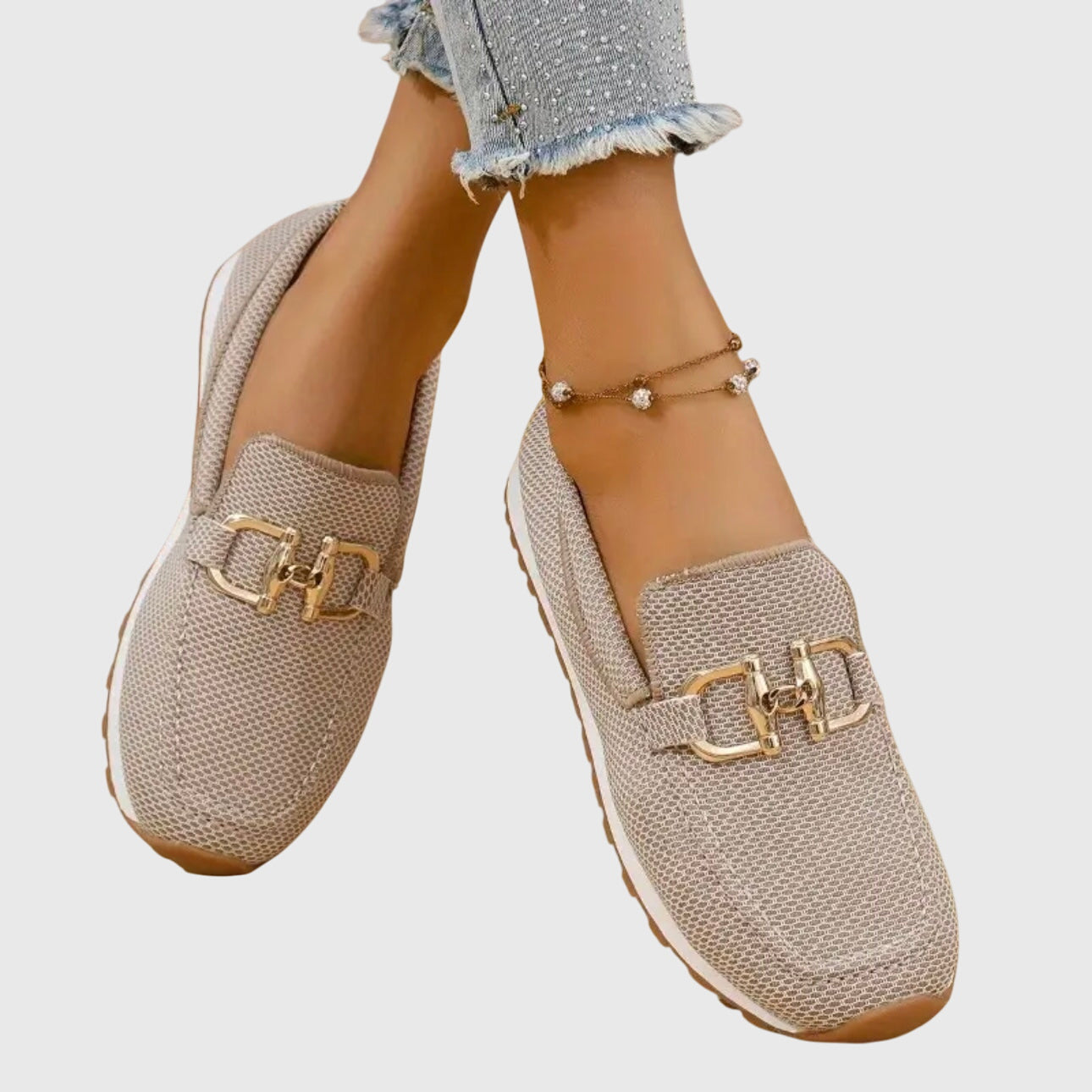 Scarpe da passeggio da donna in mesh traspirante, mocassini ortopedici slip-on con morsetto a cavallo