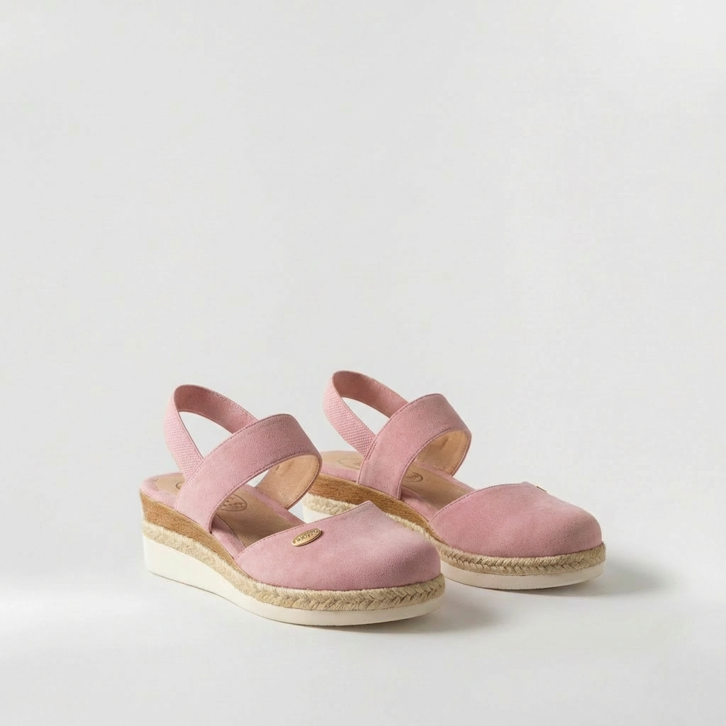 Dámské espadrilky na platformě s klínovým podpatkem z lnu a elastickým zadním páskem, vhodné pro volný čas