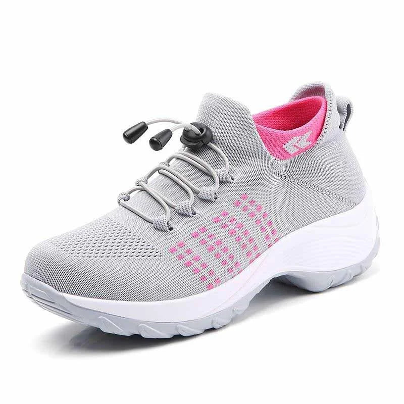Women's Walking Sneakers Breathable Mesh Slip-On Platform Sock Trainers