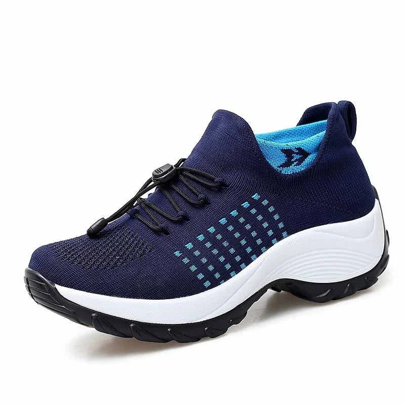 Women's Walking Sneakers Breathable Mesh Slip-On Platform Sock Trainers